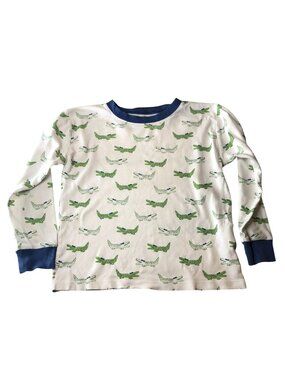 Kissy Kissy Boys Long Sleeve Alligator Print Pajama Shirt White Pima Cotton 6
